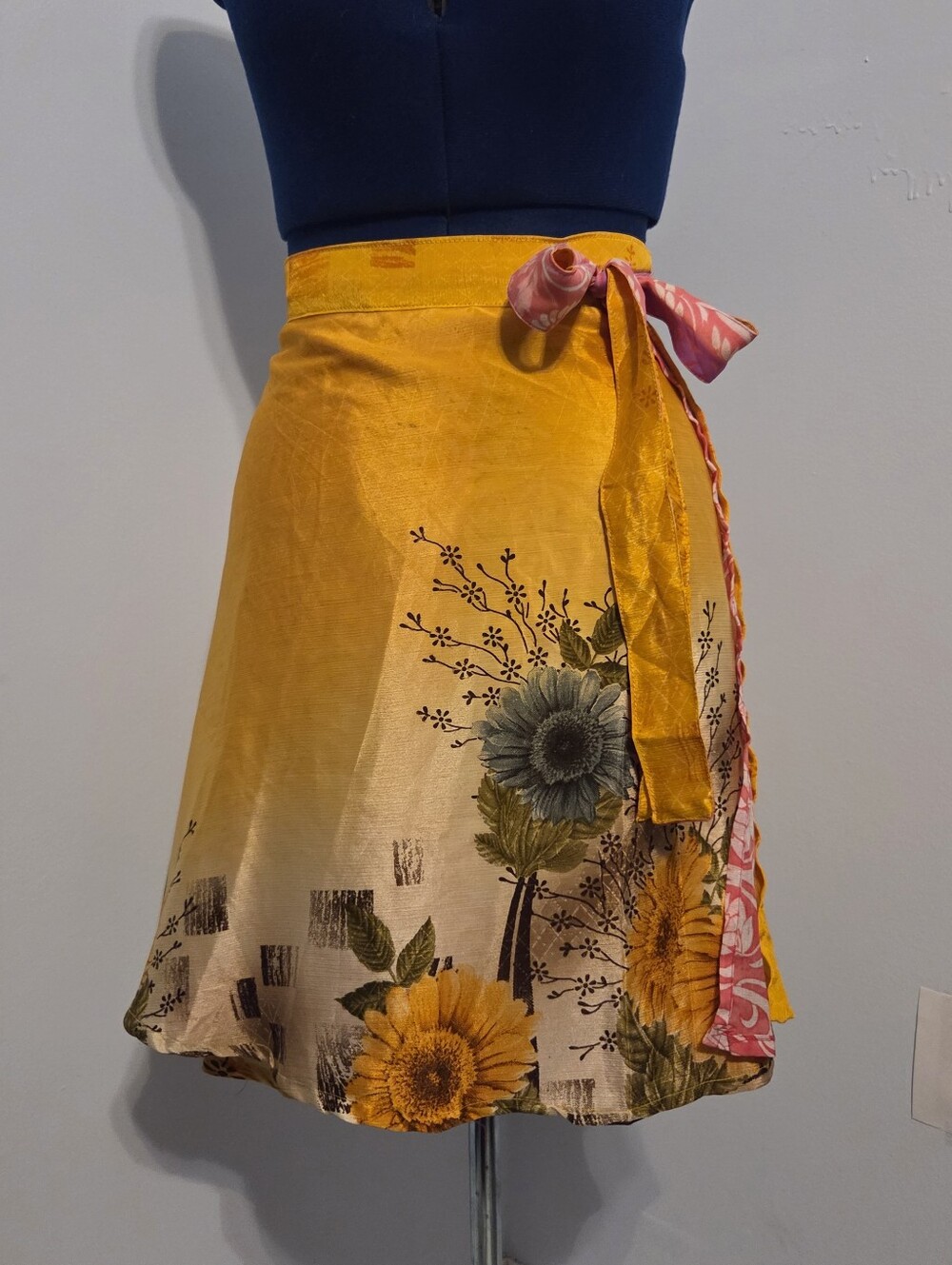 Colorful Reversible Silk Wrap Skirt One Size